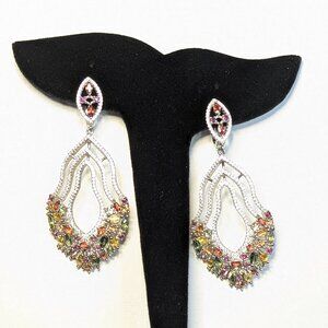 Earrings Fancy Sapphires with CZ accent Chandelier 925